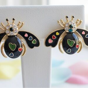 Elegant Gold and Black Ladybug Earrings